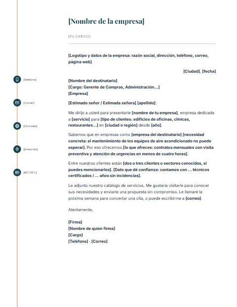 Carta de Presentación de Empresa: diseño Línea de iconos