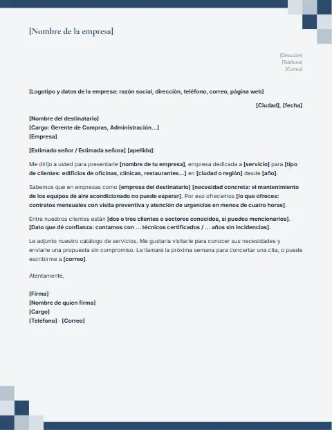 Carta de Presentación de Empresa: diseño Mosaico