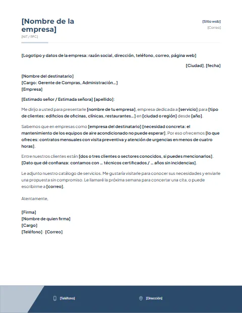 Carta de Presentación de Empresa: diseño Pie corporativo