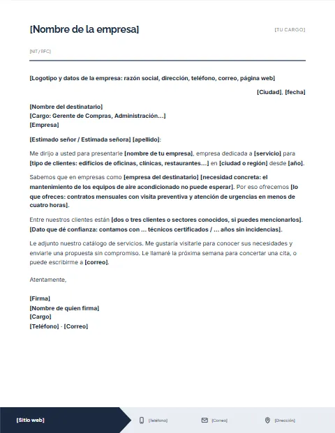 Carta de Presentación de Empresa: diseño Pie con flecha
