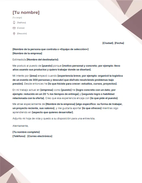 Carta de Motivación: diseño Triángulos