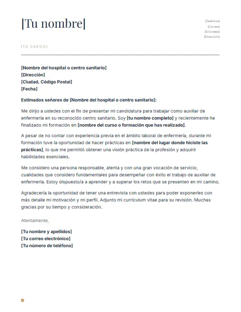 Formato de Carta de Presentación: diseño Nombre grande