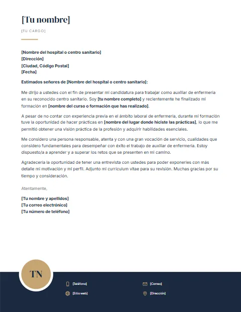 Formato de Carta de Presentación: diseño Pie oscuro