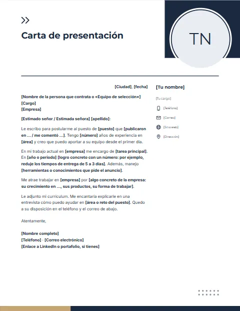 Carta de Presentación para Trabajo: diseño Foto en círculo