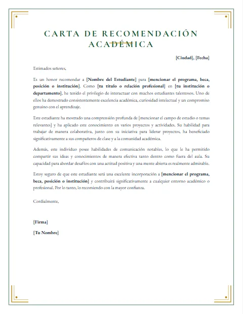 Carta de Recomendación Académica: diseño Diploma