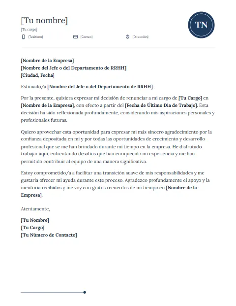 Carta de Renuncia con Agradecimiento: diseño Sello de lacre