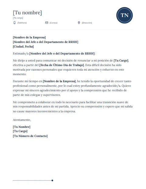 Carta de Renuncia por Motivos Personales: diseño Sello de lacre