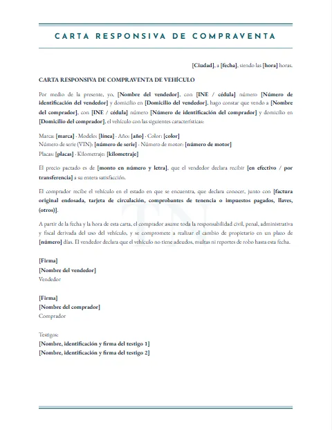 Carta Responsiva de Compraventa: diseño Marca de agua