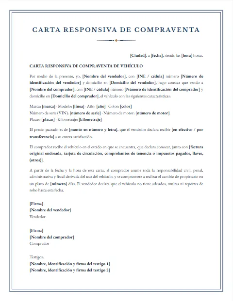 Carta Responsiva de Compraventa: diseño Notarial