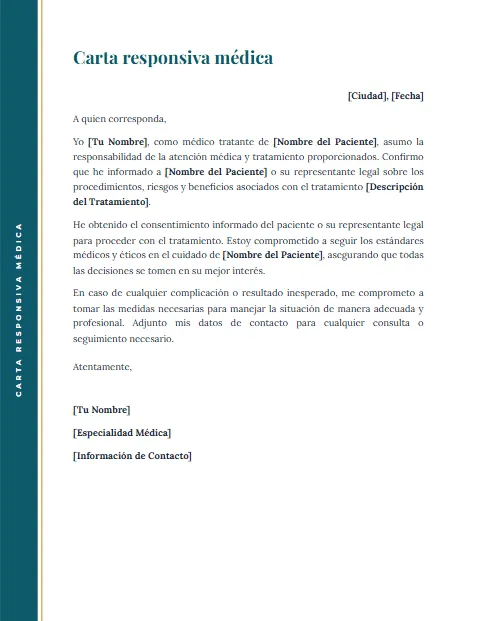 Carta Responsiva Médica: diseño Margen