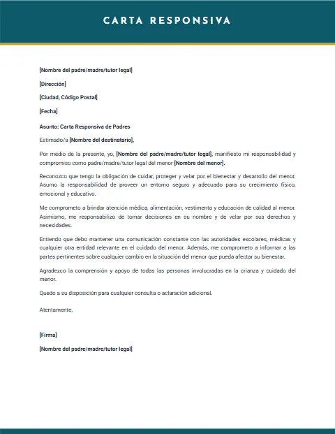 Formato de Carta Responsiva: diseño Oficial