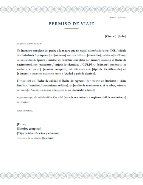 Carta de Permiso para Viajar: diseño Papel de seguridad