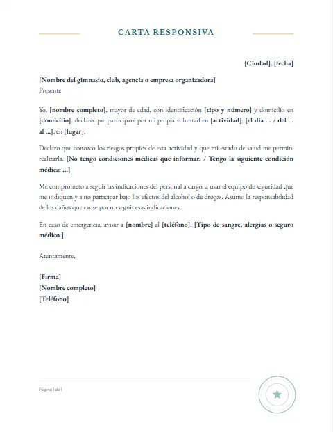 Carta Responsiva Personal: diseño Con sello