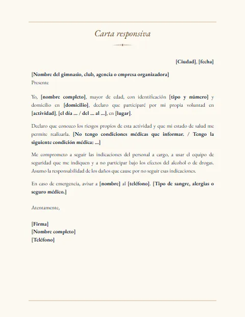 Carta Responsiva Personal: diseño Tradicional