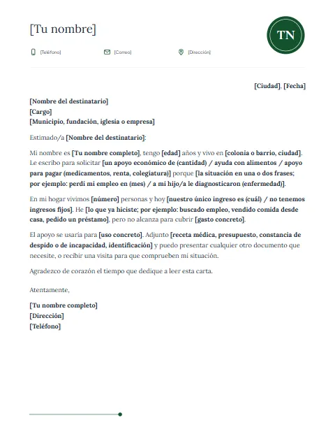 Carta de Solicitud de Ayuda: diseño Sello de lacre