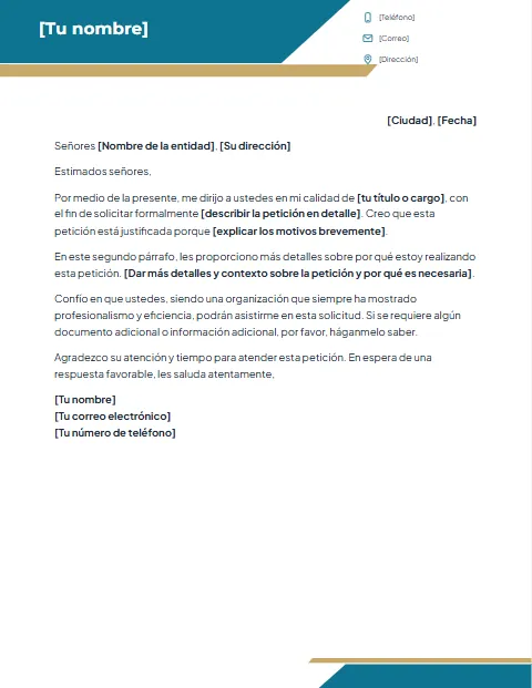 Formato de carta de solicitud para descargar en Word
