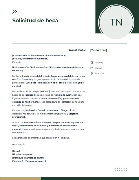 Carta de Solicitud de Beca: diseño Foto en círculo