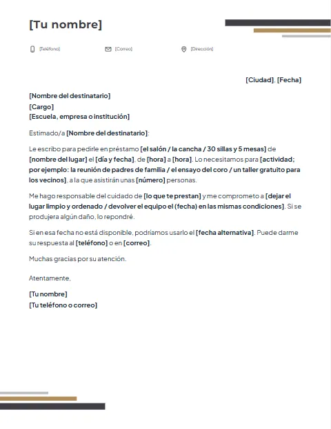 Carta de Solicitud para Pedir Algo: diseño Escalones
