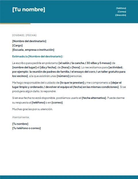 Carta de Solicitud para Pedir Algo: diseño Moderno