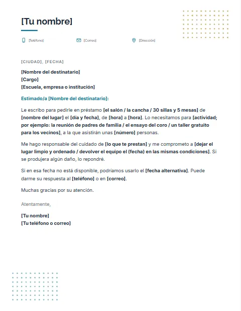 Carta de Solicitud para Pedir Algo: diseño Tramas