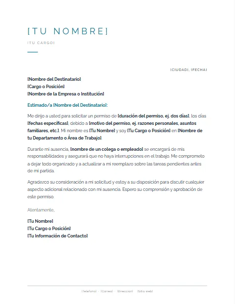 Carta de Solicitud de Permiso: diseño Minimalista